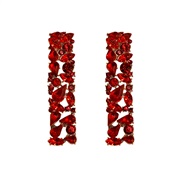 ( red)occidental style wind fashion luxurious super temperament geometry four long colorful diamond Alloy ear stud woman