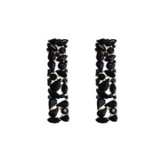 ( black)occidental style wind fashion luxurious super temperament geometry four long colorful diamond Alloy ear stud wo