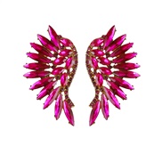 ( rose Red) occidental style new retro exaggerating super colorful diamond wings Alloy diamond ear stud lady