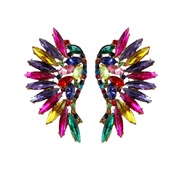( Color) occidental style new retro exaggerating super colorful diamond wings Alloy diamond ear stud lady