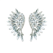 ( white) occidental style new retro exaggerating super colorful diamond wings Alloy diamond ear stud lady