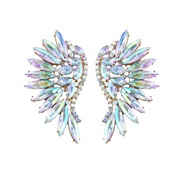 (AB color) occidental style new retro exaggerating super colorful diamond wings Alloy diamond ear stud lady