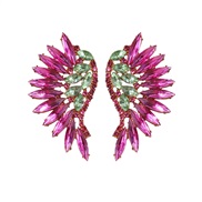 ( green) occidental style new retro exaggerating super colorful diamond wings Alloy diamond ear stud lady