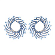 ( blue)occidental style new exaggerating fully-jewelled sun flower Alloy diamond earrings woman fashion personality Ear
