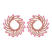 ( Pink)occidental style new exaggerating fully-jewelled sun flower Alloy diamond earrings woman fashion personality Ear
