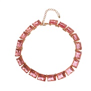 ( Pink)occidental style exaggerating fashion brief geometry four resin necklace woman Acrylic retro all-Purpose