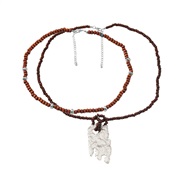 ( Silver)occidental style necklace two beads weave Alloy pendant Bohemianecklace