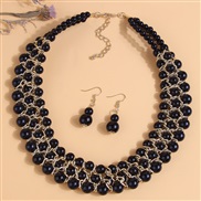 occidental style fashion concise establishment black temperament short style necklace earrings set