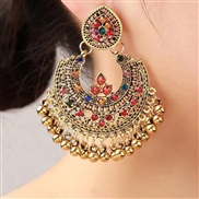 occidental style fashion gold retro palace flash diamond sector temperament woman earring