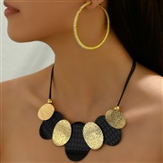 occidental style fashion gold concise Oval accessories necklace concise circle earrings set