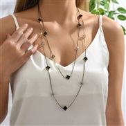 fashion concise personality all-Purpose four clover long style Double layer lady necklace