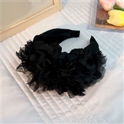 (F 65   black)occidental style Headband all-Purposeins handmade Cloth head  original width flowers Headband