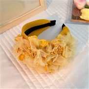 (F 65   yellow)occidental style Headband all-Purposeins handmade Cloth head  original width flowers Headband