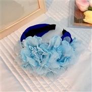 (F 65   blue)occidental style Headband all-Purposeins handmade Cloth head  original width flowers Headband
