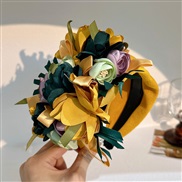(F 659  yellow)occidental style fashion temperament handmade Cloth Headband head  samll personality exaggerating width 
