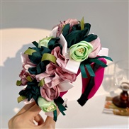 (F 659  Pink)occidental style fashion temperament handmade Cloth Headband head  samll personality exaggerating width fl