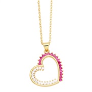 (zircon )occidental style fashion brief hollow love necklace woman  embed color zircon Peach heart clavicle chainnkn