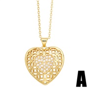 (A)samll hollow love necklace womanins brief all-Purpose heart-shaped pendant clavicle chainnkn
