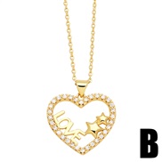 (B)samll hollow love necklace womanins brief all-Purpose heart-shaped pendant clavicle chainnkn
