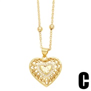 (C)samll hollow love necklace womanins brief all-Purpose heart-shaped pendant clavicle chainnkn