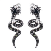 ( black)E occidental style exaggerating personality colorful diamond snake Earring  enamel fashion retro earring creati