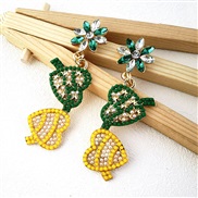( green)summer creative brief heart-shaped Alloy diamond beads earrings leisure wind Earring