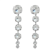 (silvery White Diamond )claw chain occidental style earrings fully-jewelled Earring woman multilayer Round glass diamon