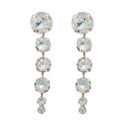 (gold White Diamond )claw chain occidental style earrings fully-jewelled Earring woman multilayer Round glass diamond l