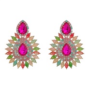 ( Color)fashion colorful diamond earrings occidental style exaggerating Earring woman Alloy diamond drop ear stud