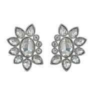 ( Silver)summer occidental style exaggerating earrings fully-jewelled flowers Earring lady Alloy diamond flowers ear st