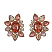 ( Rose Gold)summer occidental style exaggerating earrings fully-jewelled flowers Earring lady Alloy diamond flowers ear