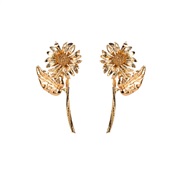 ( Gold)occidental style fashion all-Purpose Country style Earring retro Alloy day earrings exaggerating Leaf flowers Ea
