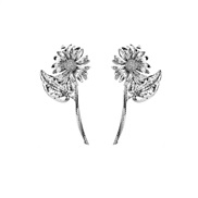 ( Silver)occidental style fashion all-Purpose Country style Earring retro Alloy day earrings exaggerating Leaf flowers 