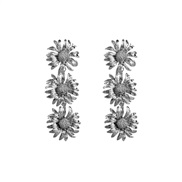 ( Silver)occidental style personality day flowers earrings woman exaggerating multilayer Metal Earring daisy