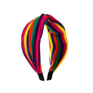 ( Color)occidental style ins wind personality rainbow Headband high Cloth brief new width Headband
