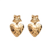 ( Gold)occidental style fashion retro wind earrings geometry Metal Irregular pattern ear stud exaggerating love earring