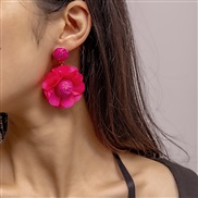 (EZ48 4meihong)E occidental style flowers handmade earrings Earring woman elegant flowers woman