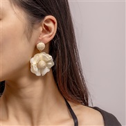 (EZ48 4mibai)E occidental style flowers handmade earrings Earring woman elegant flowers woman