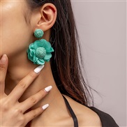 (EZ48 4qianlan)E occidental style flowers handmade earrings Earring woman elegant flowers woman