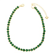 ( green) high retro color heart-shaped zircon clavicle chain woman  occidental style fashion love necklace chainnkn