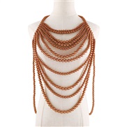 ( brown)occidental style retro multilayer hollow Pearl chain  exaggerating Irregular woman