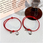 (5  S 213  red2) handmade weave Double rope bracelet woman  love lovers rope set