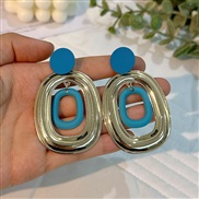 (E 1391  blue)Japan and Koreains wind brief fashion geometry Round earrings woman  samll personality all-Purpose earrin
