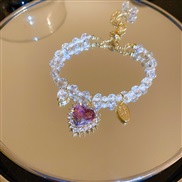 (purple crystallove  Bracelet)retro zircon crystal Pearl diamond love bracelet occidental style personality temperament