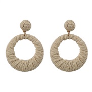 ( white)summer earrings occidental style Earring woman Round weave exaggerating Bohemiaearrings