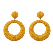 ( yellow)summer earrings occidental style Earring woman Round weave exaggerating Bohemiaearrings