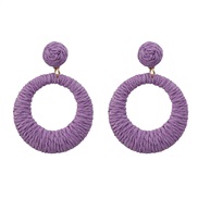 (purple)summer earrings occidental style Earring woman Round weave exaggerating Bohemiaearrings