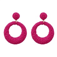( rose Red)summer earrings occidental style Earring woman Round weave exaggerating Bohemiaearrings