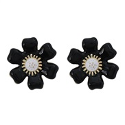( black)summer flowers earrings occidental style Earring woman Alloy enamel flowers ear stud Korean style