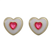 ( white)occidental style earrings heart-shaped Earring woman Alloy enamel diamond Peach heart ear stud fashion Korean s